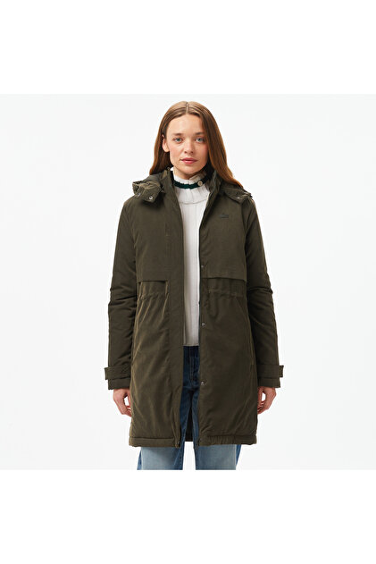 Lacoste Kadın Relaxed Fit Kapüşonlu Haki Mont - Fiyatı, Yorumları