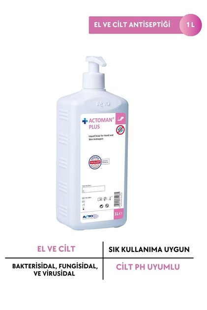 Man® Plus 1l El Ve Cilt Antiseptiği Için Klorheksidinli Sıvı Sabun