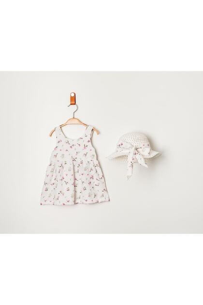 Sweet Floral Print Baby Girl Dress with Hat and Bow