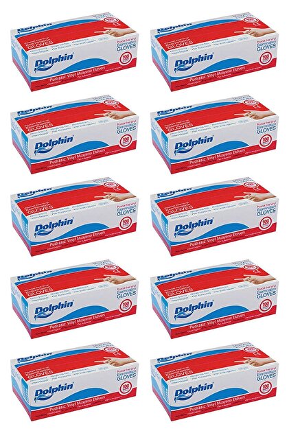 Dolphin Beyaz Vinil Eldiven Pudrasız (S) 100lü Paket 10 Adet Mdr