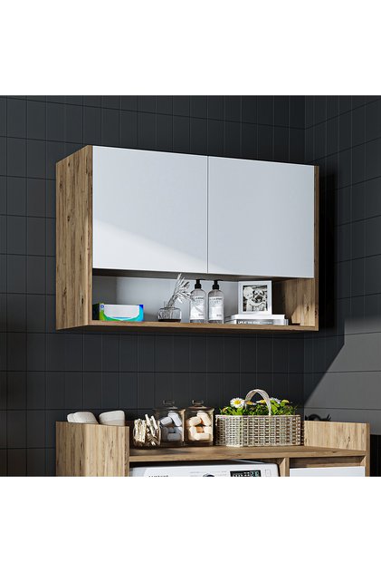 Çamaşır-kurutma Makinesi Dolabı Kapaklı Üst Dolabı Banyo Dolabı 100 cm