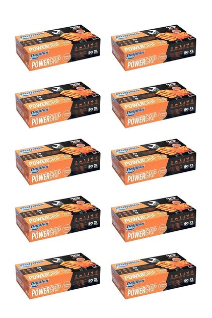 PowerGrıp Ekstra Kalın Turuncu Nitril Eldiven (XL) 50 Adet x 10 Paket