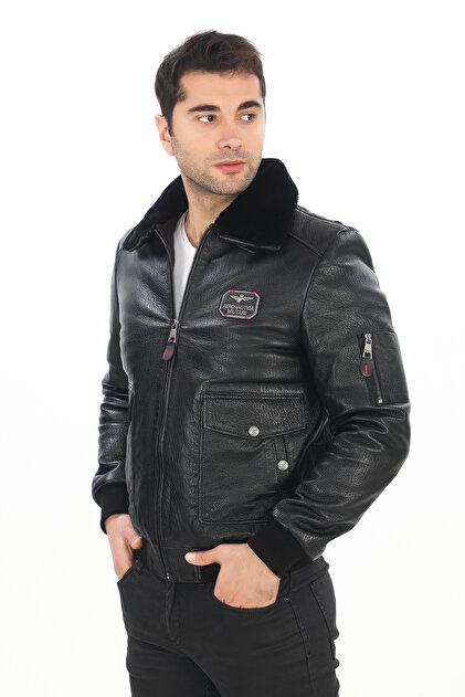 db deriburada original Erkek Yakası Hakiki Kürklü Pilot Model