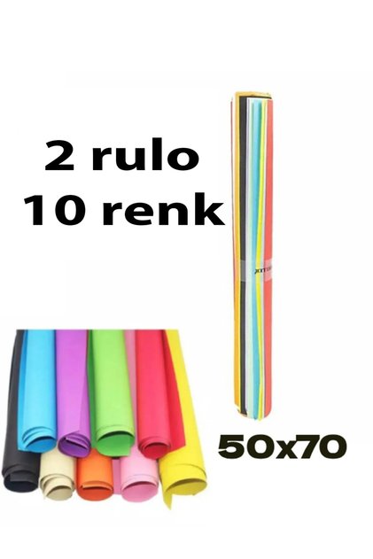 20 Adet 50x70 Cm Fon Kartonu 10 Renk(2 RULO) Fon Kartonu