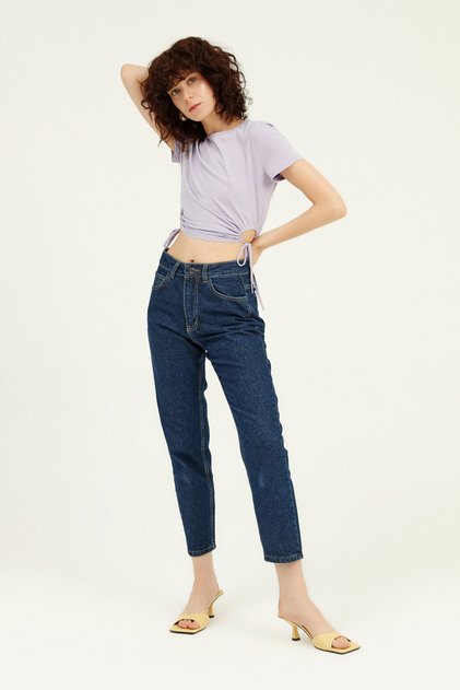 Gathered Side Low-cut T-Shirt