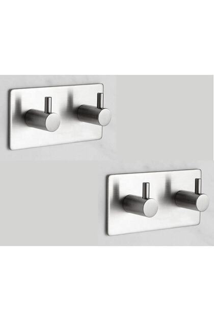 Paslanmaz Çelik Havlu / Bornoz Askısı / 2 Adet Ikili Askılık / Banyo Mutfak Havlu Askısı