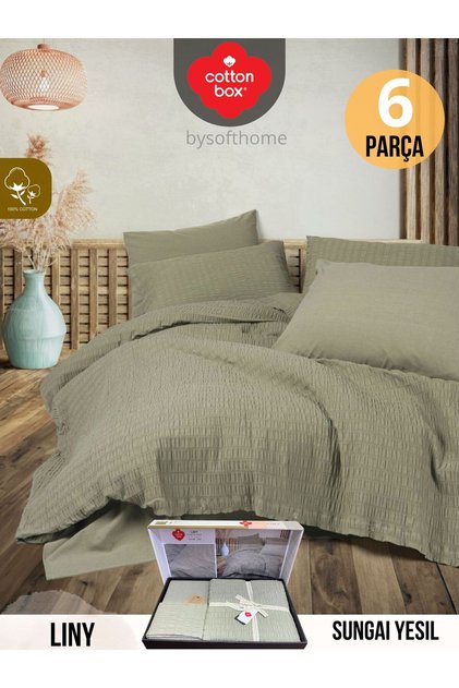 Liny Sungai Green Double Duvet Cover Set