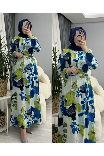 Viscose Length Dress - Half Button