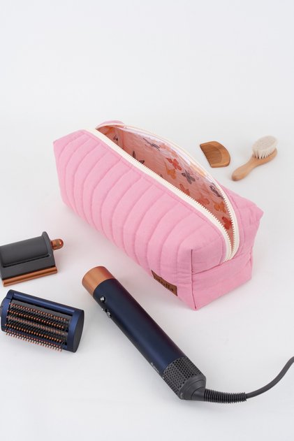 Çizgi Pembe Dy-son Ve Tüm Saç Şekillendiriciniz Için Xl Boy Seyahat, Makyaj Çantası