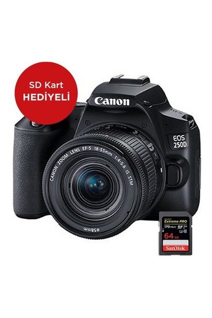 EOS 250D Kit Fotoğraf Makinesi (SD Kart Hediyeli) (Canon Eurasia Garantili)