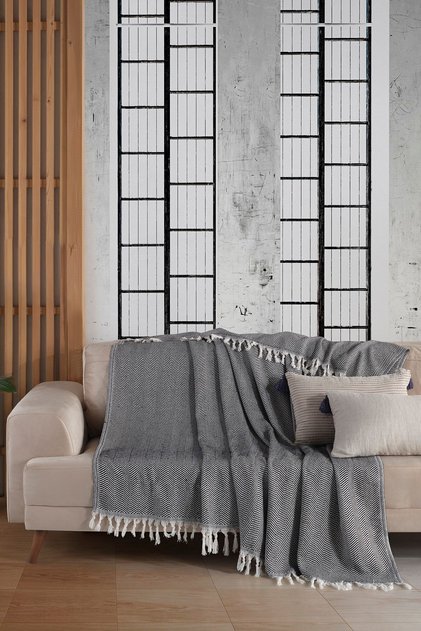 Natural Black Sofa Cover | Sofa Throw 170X210 Cotton