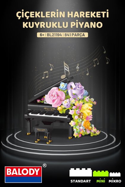 Movement of Flowers – Piano with Tail (Bl21194) – Mini Blocks Building Toys Set