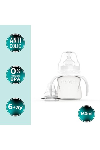 Mamajoo Kulplu Antikolik Alıştırma Biberonu 160 ml 6 Ay+ | Orta