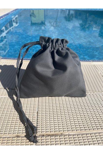 Gray Linen Mini Cloth Pouch - Drawstring Bag Organizer - Makeup Bag - 20X20