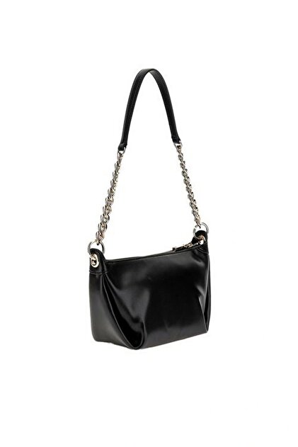 おしげ　レディース　BLK S Guess ECO EVAINE TOP ZIP SHLDR BAG Kadın Siyah Omuz Çantası