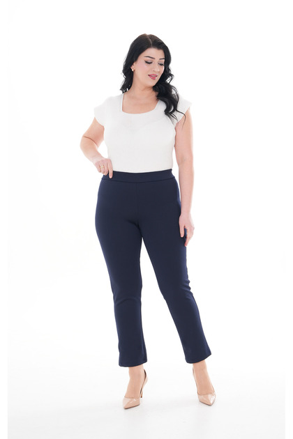 Women's High Waist Recovery Original Diver Fabric Straight Navy Pants