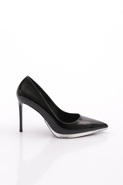 Women's Pointed Toe Heeled Shoes Black Patent Leather 66292859