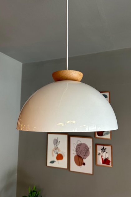 Yimpi Küchenlampe Hängend Vintage Ø30 cm, Hängelampe Küche Weiß