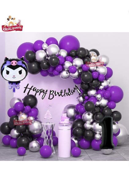 Age Foil Kuromi Themed Balloon Set Kuromi Birthday Party Set Decoration