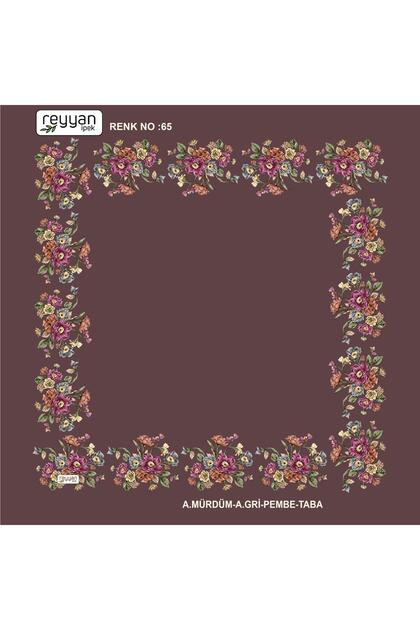 Eșarfă tip hijab cu voal interior yemenit, model floral simplu, cu dantelă stil anii ’90, 90x90 cm, centru gol, margini florale