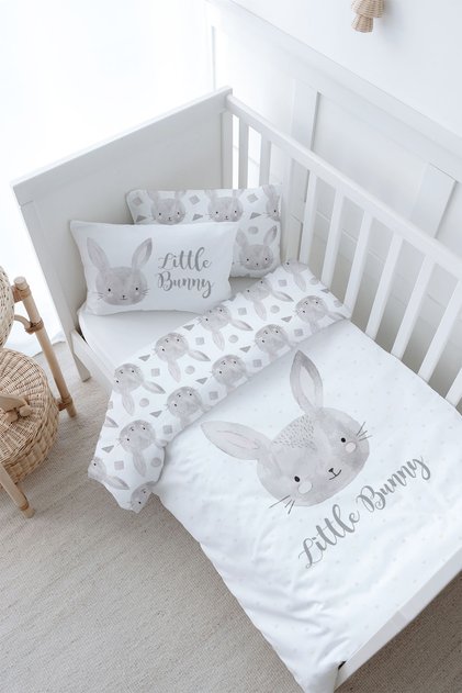 Baby Size (Without Sheets) Duvet Cover Set 100X150 cm - for Baby Series - Charcoal Rabbit