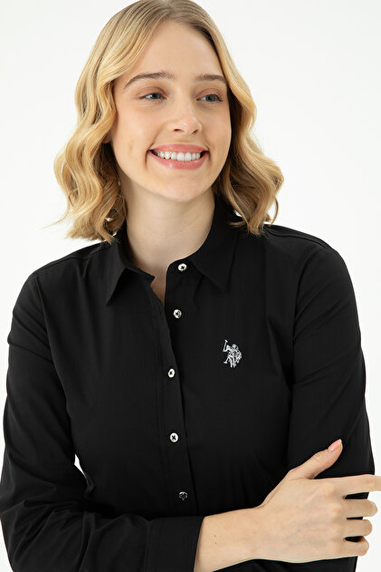 Women's Black Long Sleeve Basic Shirt 50271264-Vr046