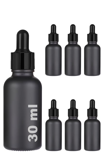 30ml Matte Black Glass Dropper Serum Bottle 30Cc Dropper Glass Bottle with Black Metal Cap 6Pcs