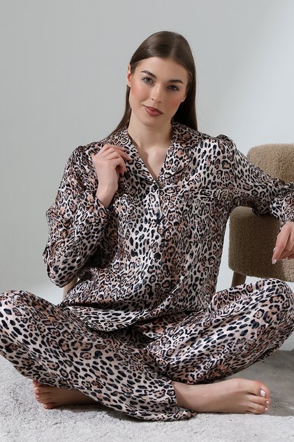 Likapashop Viscose Jacquard Long Sleeve Pyjamas Set