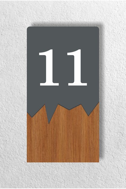 Vertical Laser Metal Composite - Wooden Apartment Site -Apartment Hotel Office Door Number - Door No:11