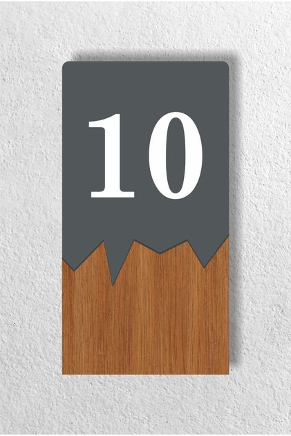 Vertical Laser Metal Composite - Wooden Apartment Site -Apartment Hotel Office Door Number - Door No:10