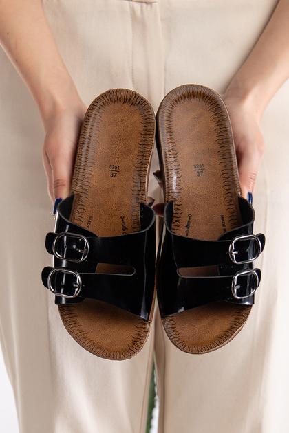 Women's Wedge Heel Anatomical Slippers Black Daily Slippers Comfortable Lightweight Stylish Young Mother Slippers