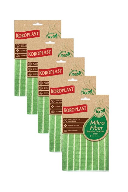 Koroplast Mikrofiber Bambu Temizlik Bezi 30 x 30 Cm x 5 Adet