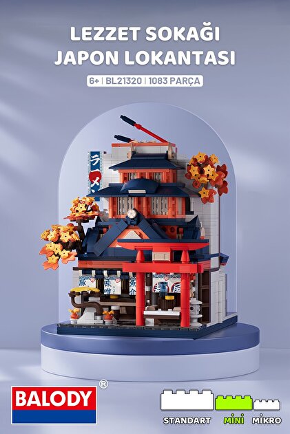 フェンウェイパークボールパークミニチュアフィギュア balody Lezzet Sokağı – Japon Lokantası (BL21320) – Mini Blok Yapı
