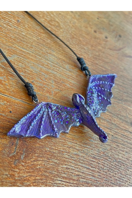 Lava Dragon Necklace Handmade Wing Gothic Pendant Street Style