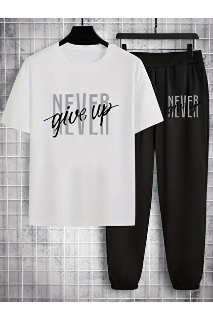 Never Printed Women'S/Male's Oversize Top Tee/T-Shirt-Bottom Jogger Tracksuit Suit