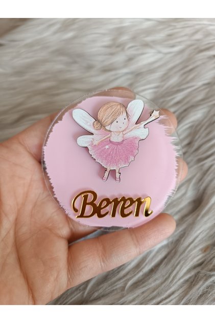 Plexiglass Baby Magnet with Fairy Girl Figure - Newborn Birthday Mevlüt Gift 10 Pieces