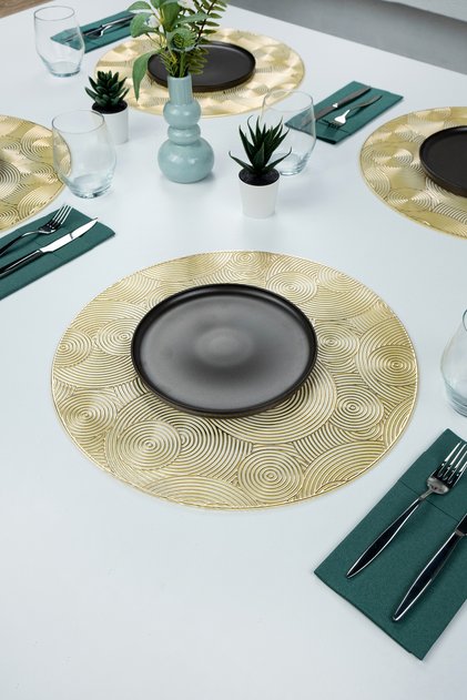 6-Piece Round Patterned Supla American Service 38 cm (6 Pcs) Runner Home Tableware Kitchen Dining Decoration