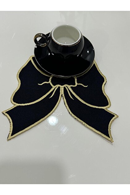 6 Pieces Linen Fabric Bow Pattern Processing Coffee Side Cocktail Napkin & Coasters.