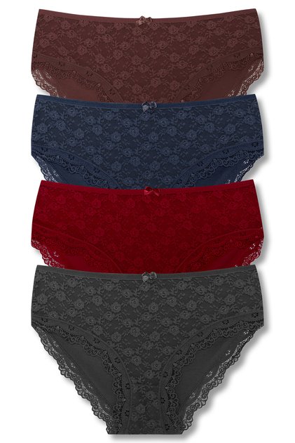 4 Pack Cotton Lace Front High Waist Plus Size Women's Panties