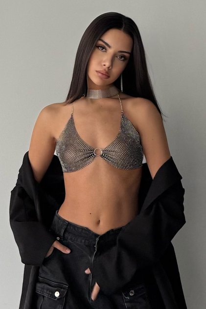 Taşlı Halka Detaylı Bralet Büstiyer