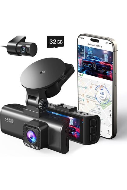 Red Tiger F7NP 4K Dash Cam, Ön ve Arka Kamera, Gece Görüşü, GPS
