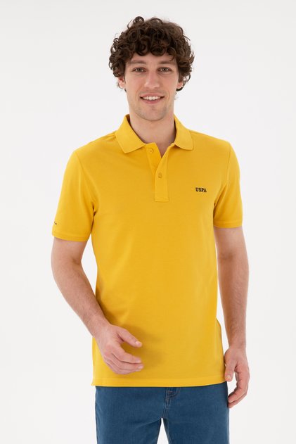 Men's Regular Fit Polo Neck Saffron Basic T-Shirt 50284641-Vr043