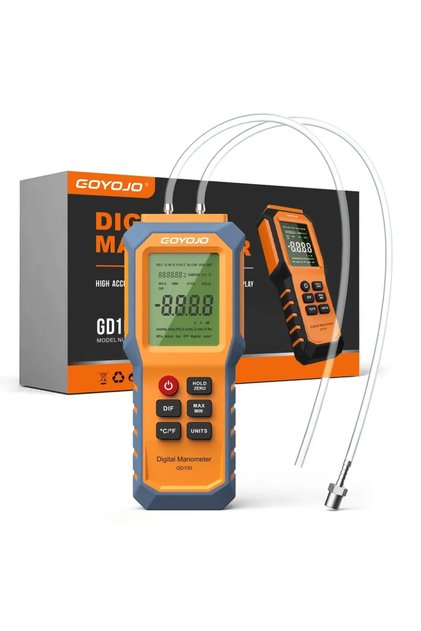 GD100 Digital Manometer with Backlit Gas Pressure Tester Dual Port Air Pressure Gauge, for Natural G