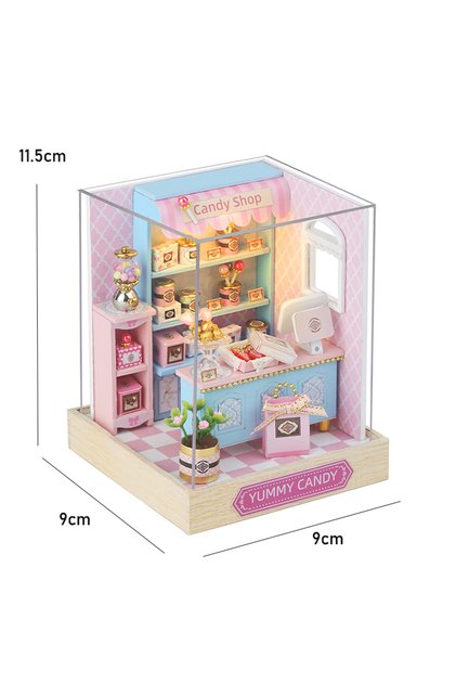 QT-045 مع غطاء DIY Miniature Dollhouse Kit 3D Garden Puzzle Assembly Model Building With LED Lig