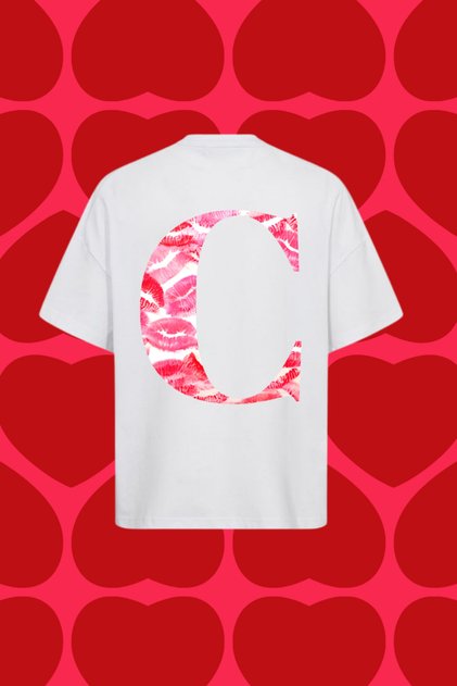 Letter C Kiss Printed Oversize Unisex T-Shirt
