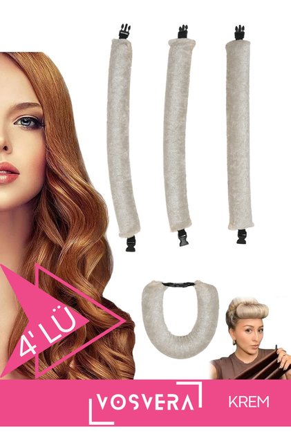 4-Piece Velvet Hair Styling Curlers, Heatless Hair Curling Curlers, 4 Hair Rollers