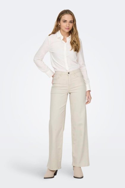 Women's High Waist Wide Leg Cropped Jean Pants - Madison Blush
