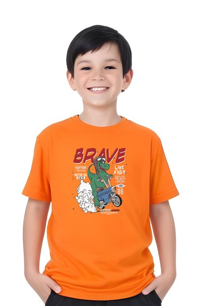 Live Brave Printed Boy's Short Sleeve T-Shirt