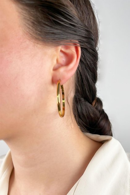 Steel Hoop Earrings 4cm - Gold