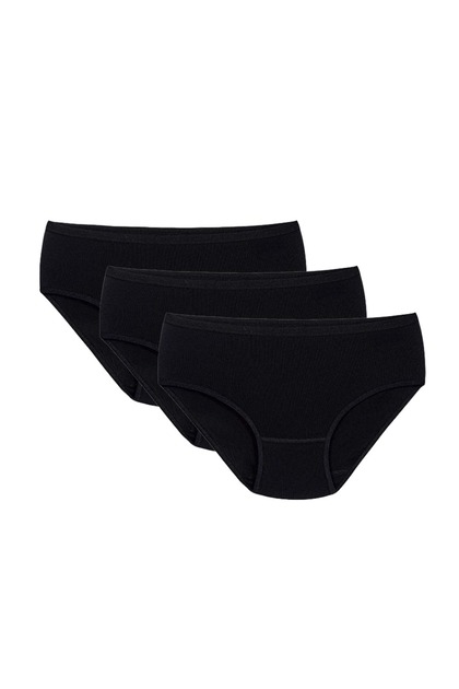 Şahin Women's Ribbed 100% Cotton Bato Panties - Pack of 3